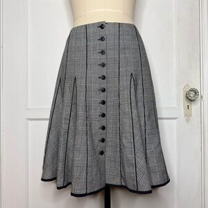Carlisle Gray and Black Checkered Midi Skirt